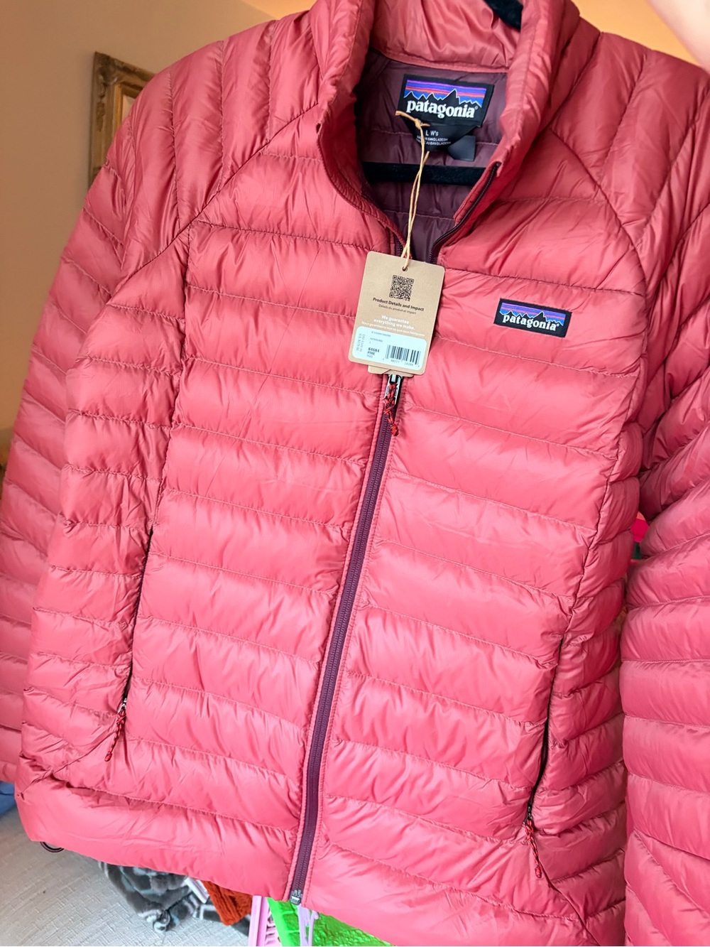 Patagonia coral pink lightweight puffer jacket-Potters Red L